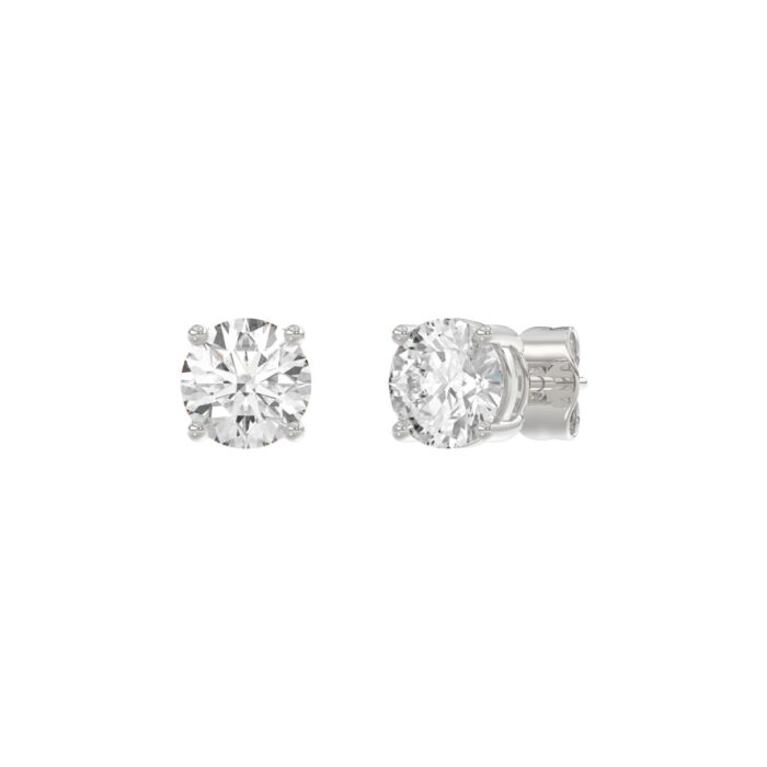 14K White Gold 2.00 Ct Round Brilliant Diamond Stud Earrings Lab Grown Diamond Solitaire Earrings For Women Fine Jewelry Gift - Image 2