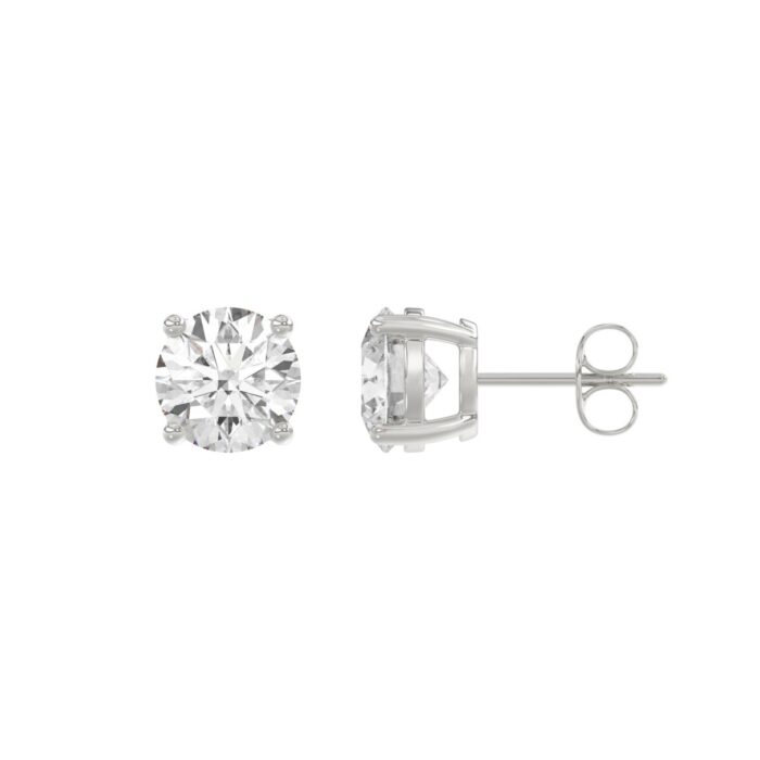 14K White Gold 3.00 Ct Round Brilliant Diamond Stud Earrings Lab Grown Diamond Solitaire Earrings For Women Fine Jewelry Gift - Image 3