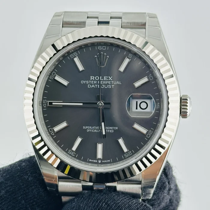 Rolex Datejust Dark Rhodium Index Dial on D-Link Jubilee Bracelet Ref. 126334 with Card (New Style Green) 2026 - Image 2