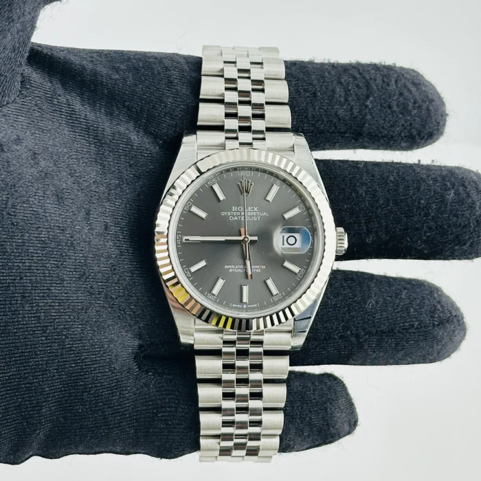 Rolex Datejust Dark Rhodium Index Dial on D-Link Jubilee Bracelet Ref. 126334 with Card (New Style Green) 2026 - Image 3