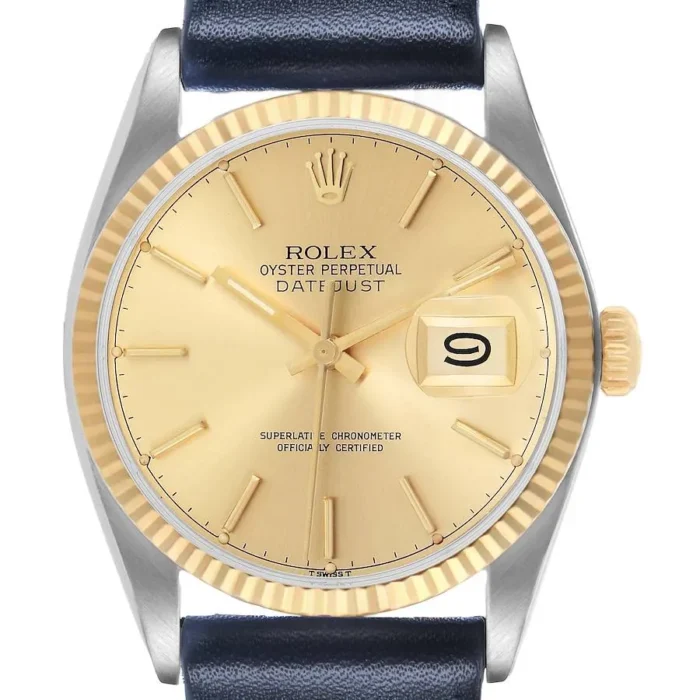 Rolex Datejust Champagne Stick Dial on Generic Leather Band Ref. 16013 - Image 1