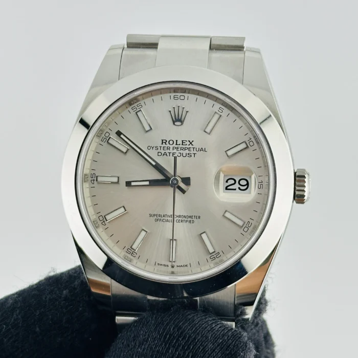 Rolex Datejust Silver Index Dial on Oyster Bracelet Ref. 126300 with Card (New Style White) 2019 - Image 2