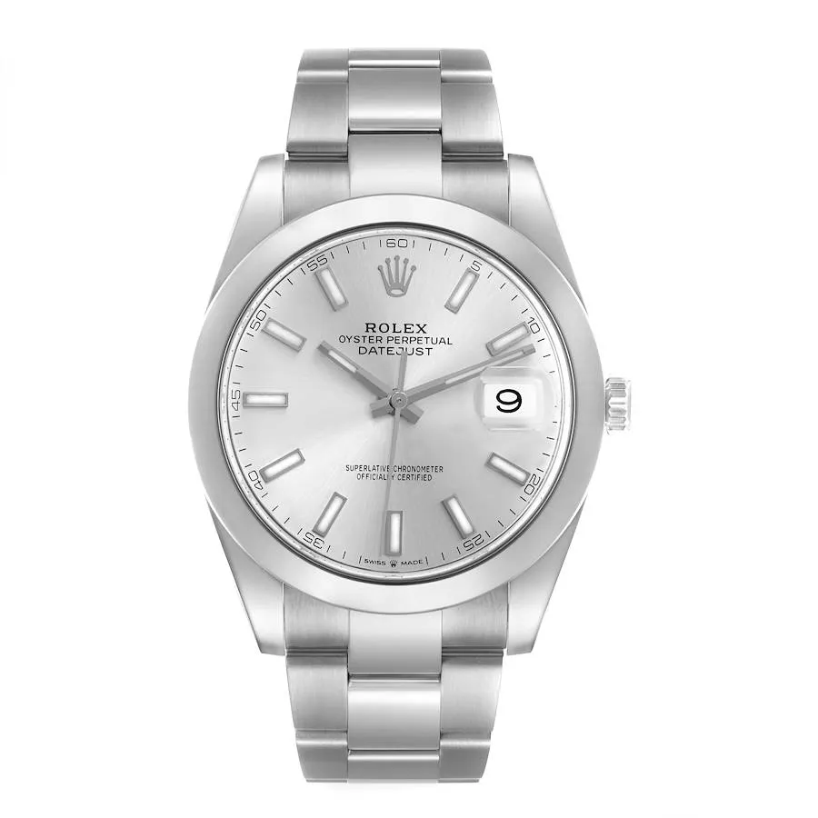 20928082_zm1psztu4ms212mrmkexfrzzg8te.webp Rolex Datejust Silver Index Dial on Oyster Bracelet Ref. 126300 with Card (New Style White) 2019 - Image 1