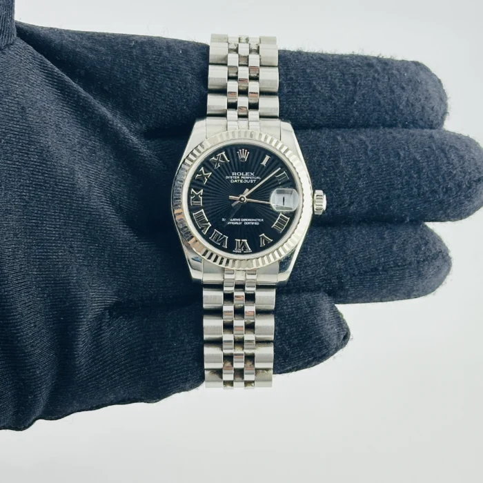 Rolex Datejust Black Concentric Roman Dial on Jubilee Hidden-Clasp Bracelet Ref. 178274 with Papers 2007 - Image 1