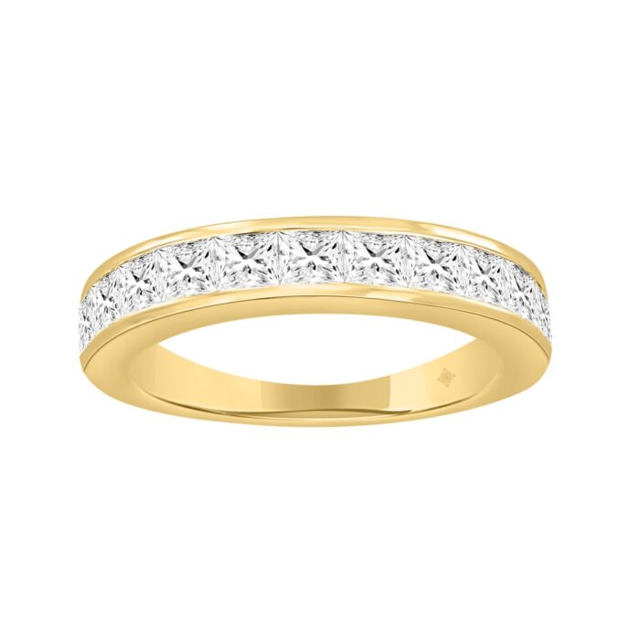 20928381_EC-104959Y-BN-1214x1214.jpg 14K Yellow Gold 1 1/2Ct Princess Cut Diamond Ladies Wedding Band Ring - Image 1