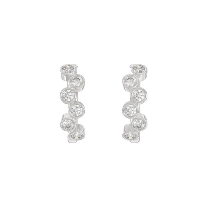 Elegant Ladies 10K White Gold 3/4Ct Round Lab Grown Diamond Fancy Hoop Earrings (Color F-G -Clarity Vs1/Vs2) - Image 1