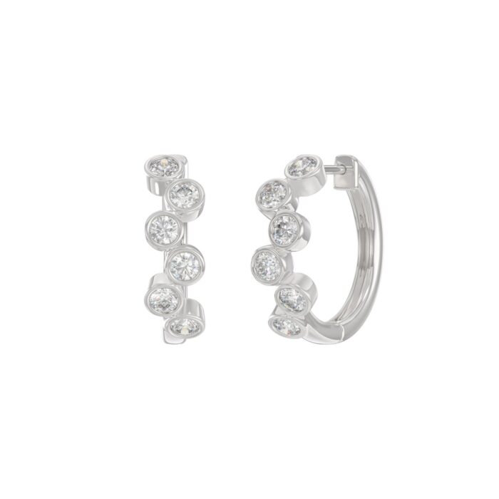 Elegant Ladies 10K White Gold 3/4Ct Round Lab Grown Diamond Fancy Hoop Earrings (Color F-G -Clarity Vs1/Vs2) - Image 3