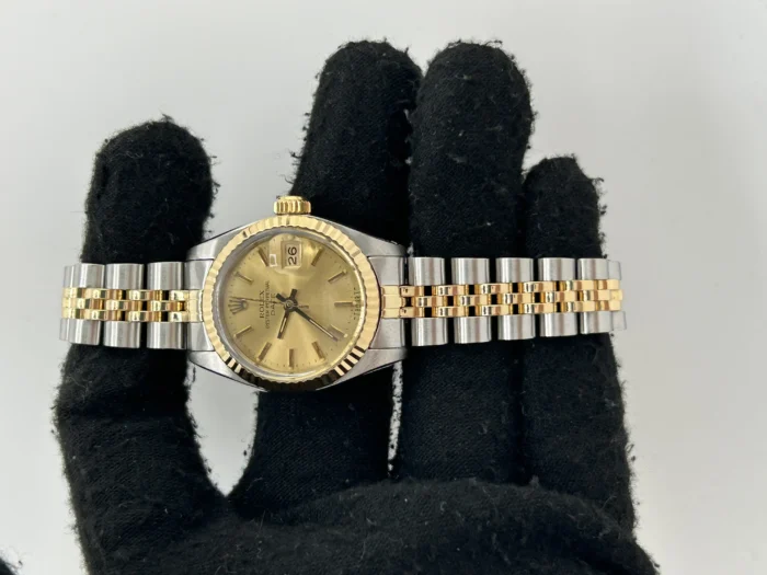Rolex Date Champagne Stick Dial on 2Tone Jubilee D-Link Bracelet Ref. 6917 - Image 1