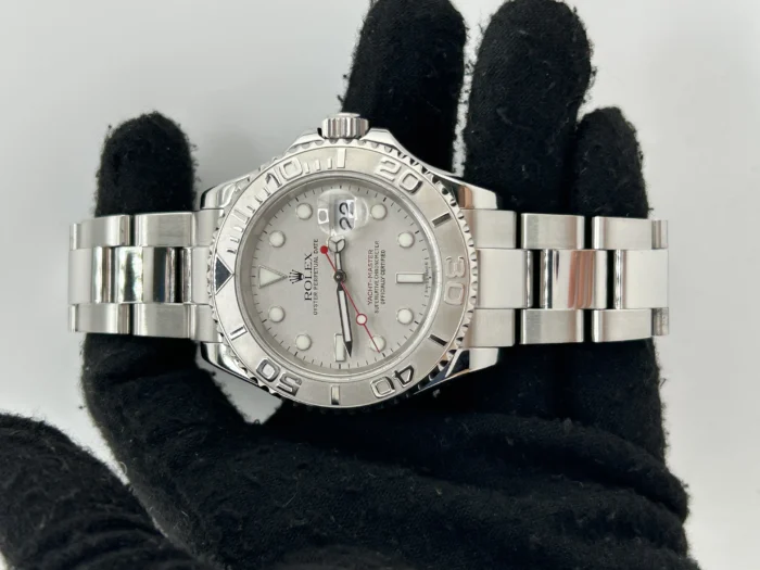 Rolex Yacht Master Platinum Dial on Oyster Steel Bracelet Ref. 16622 with Papers 2006 - Image 2