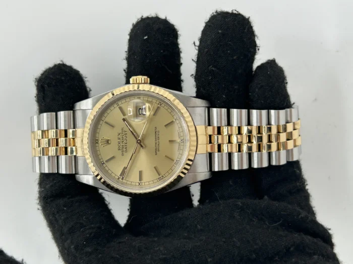 Rolex Datejust 36 Champagne Stick Dial on 2Tone Jubilee D-Link Bracelet Ref. 16233 - Image 1