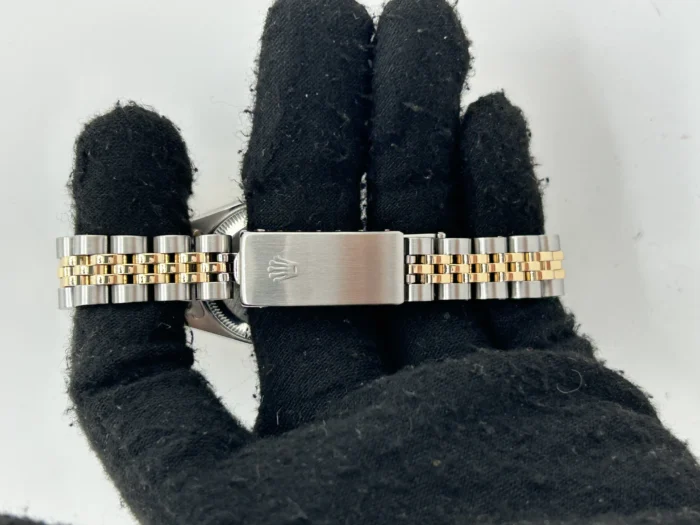 Rolex Date Champagne Linen Stick Dial on 2Tone Jubilee D-Link Bracelet Ref. 69173 - Image 4