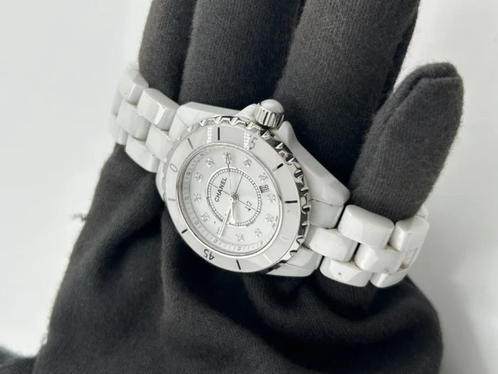 Chanel J12 White Diamond Dial on White Ceramic Bracelet Ref. H1628 with Card 2013 - Image 3