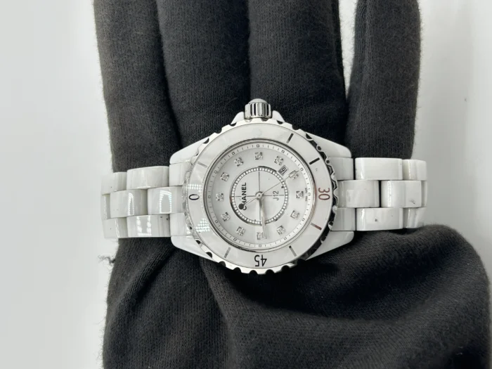 Chanel J12 White Diamond Dial on White Ceramic Bracelet Ref. H1628 with Card 2013 - Image 2