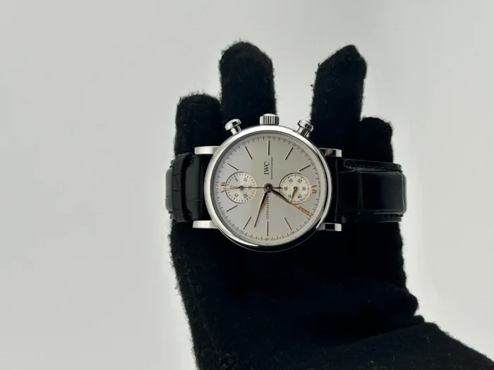 IWC Portofino Chronograph 39 Silver Dial on Leather Strap Ref. IW391406 with Card 2023 - Image 2