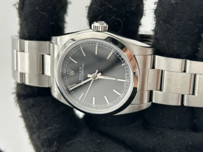 Rolex Oyster Perpetual 31 Black Stick Dial on Stainless Steel Bracelet Ref. 77080 with Papers 2006 - Image 3