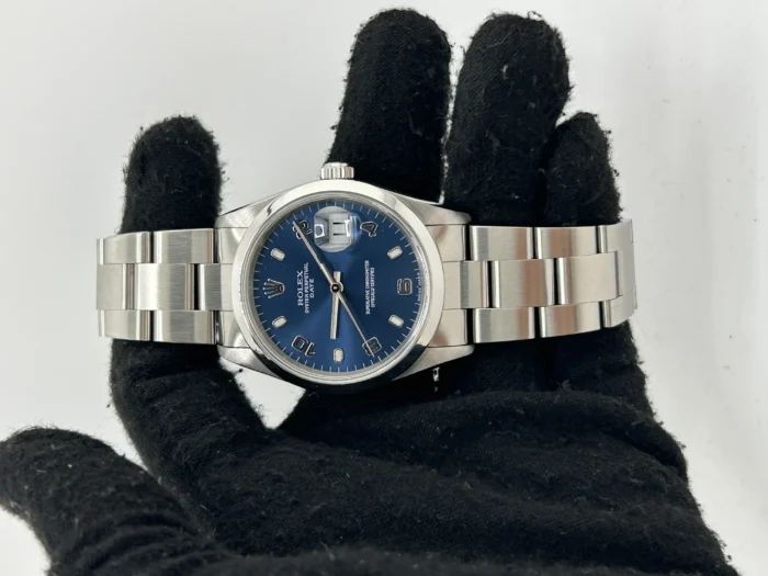 Rolex Oyster Perpetual Date Blue Arabic Dial on Oyster Steel Bracelet Ref. 15200 - Image 2