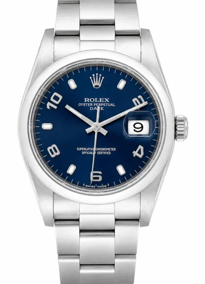 Rolex Oyster Perpetual Date Blue Arabic Dial on Oyster Steel Bracelet Ref. 15200 - Image 1