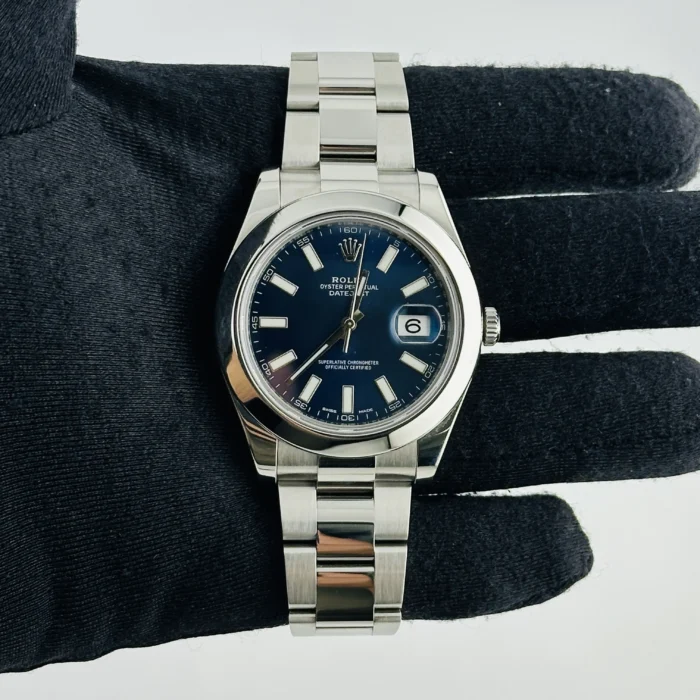 Rolex Datejust Blue Stick Dial on Oyster Bracelet Ref. 116300 with Card (New Style White) 2016 - Image 3