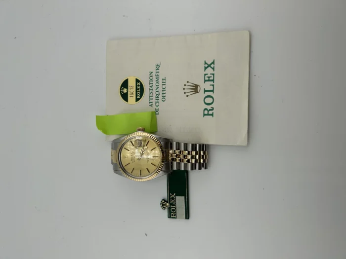 Rolex Datejust 36 Champagne Stick Dial on Jubilee Ref. 16013 with Papers 1986 - Image 7