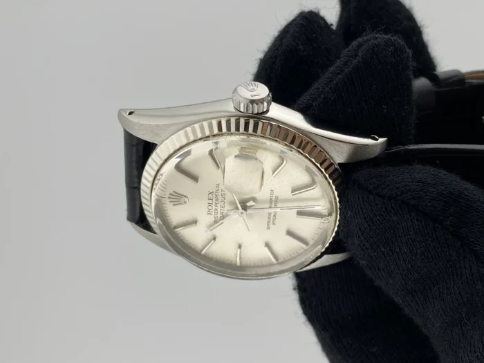 Rolex Datejust 36 Silver Stick Dial on Generic Leather Strap Ref. 16014 - Image 2