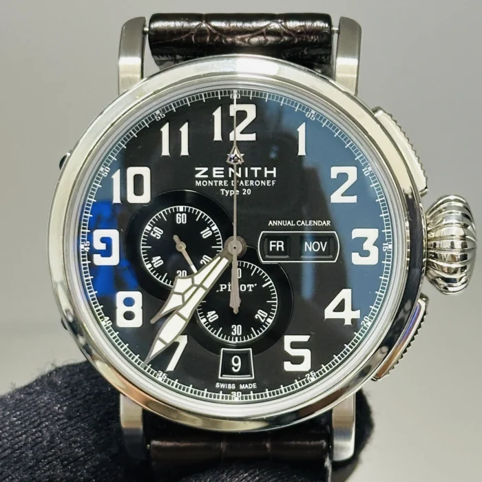 Zenith Pilot Type 20 Montre d'Aeronef Black Dial on Leather Band Ref. 03.2430.4054 with Card - Image 2