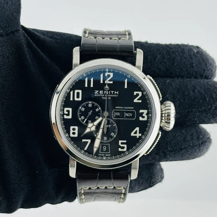 Zenith Pilot Type 20 Montre d'Aeronef Black Dial on Leather Band Ref. 03.2430.4054 with Card - Image 3