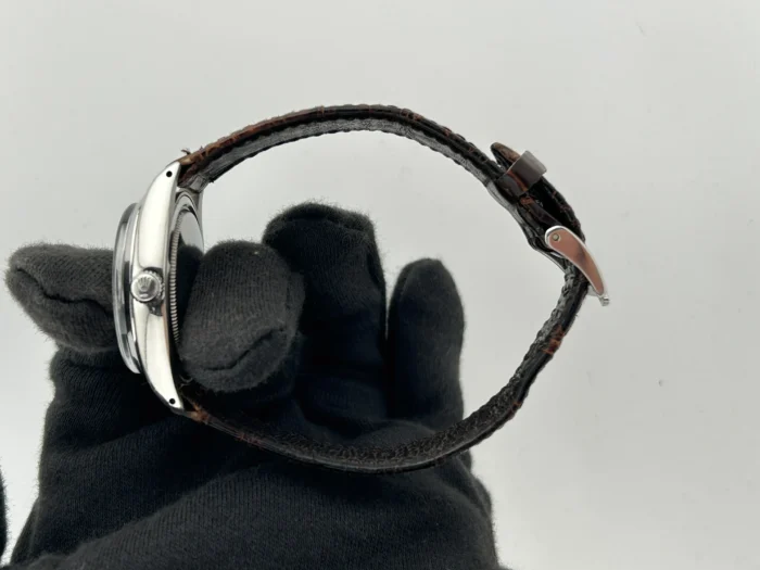 Rolex Oysterdate Precision Silver Stick / Refinished Dial on Brown Leather Strap Ref. 6694 - Image 5