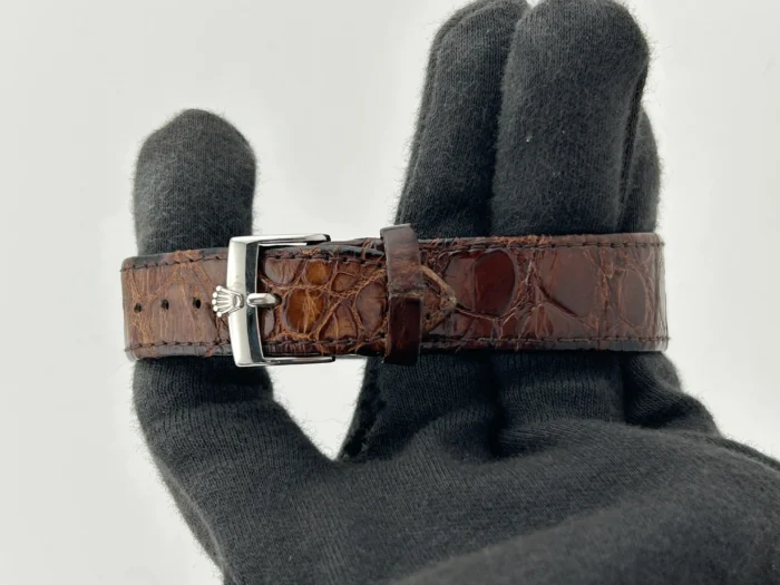 Rolex Oysterdate Precision Silver Stick / Refinished Dial on Brown Leather Strap Ref. 6694 - Image 3