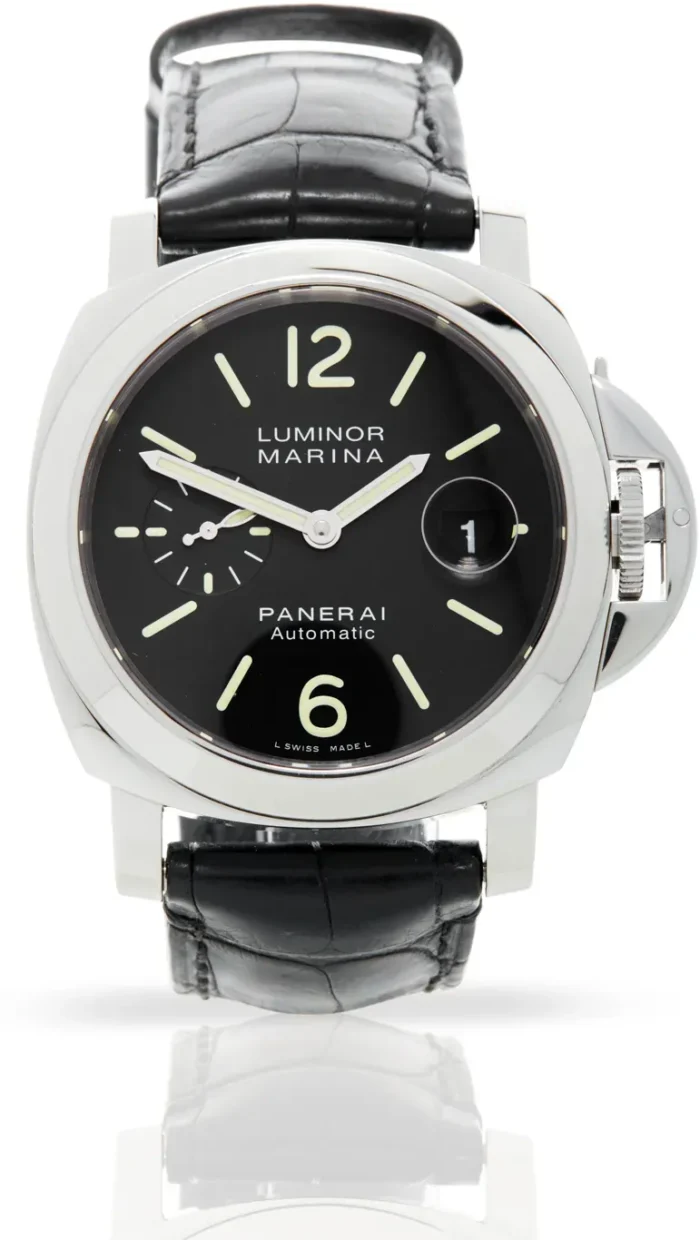 Panerai Luminor Marina Black Arabic Dial on Strap Ref. PAM00104 with Papers 2002 - Image 7