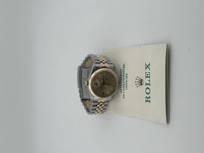 Rolex Datejust 36 Champagne Stick Dial on Jubilee Ref. 16233 with Papers 1989 - Image 6