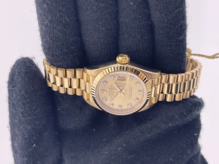 Rolex Datejust Lady President Champagne Diamond Dial on Gold President Bracelet Ref. 69178 with Papers - Image 3