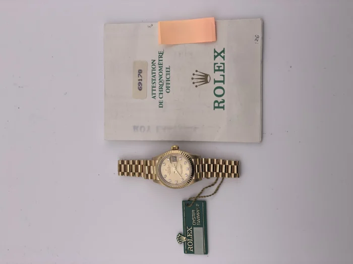 Rolex Datejust Lady President Champagne Diamond Dial on Gold President Bracelet Ref. 69178 with Papers - Image 7