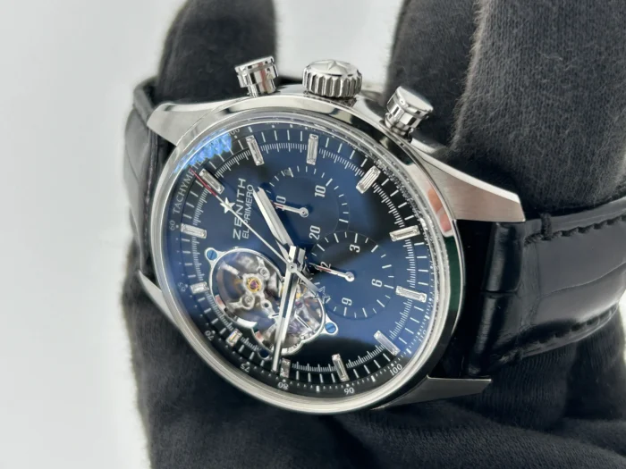 Zenith El Primero Chronomaster Black Dial on Black Leather Band Ref. 03.2080.4061/21.C496 with Manuals Only - Image 3