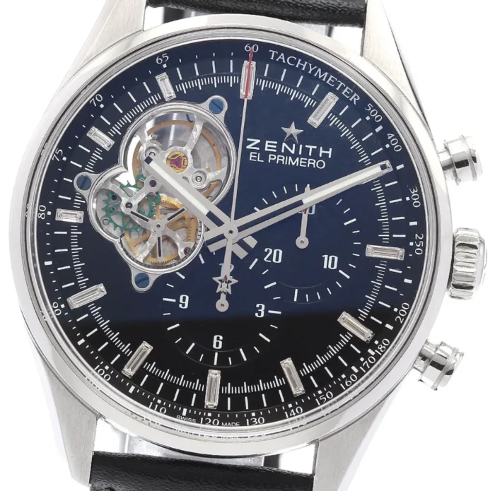 Zenith El Primero Chronomaster Black Dial on Black Leather Band Ref. 03.2080.4061/21.C496 with Manuals Only - Image 1