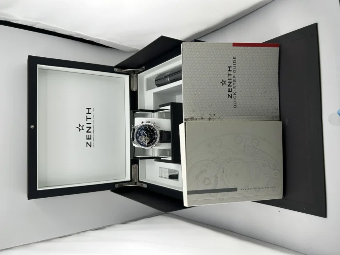 Zenith El Primero Chronomaster Black Dial on Black Leather Band Ref. 03.2080.4061/21.C496 with Manuals Only - Image 7