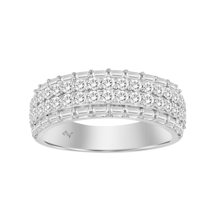 MEN'S BAND 1.50CT ROUND/BAGUETTE DIAMOND 14K WHITE GOLD - Image 1