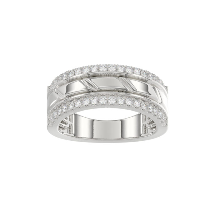 MEN'S BAND 0.50CT ROUND DIAMOND 14K WHITE GOLD - Image 1