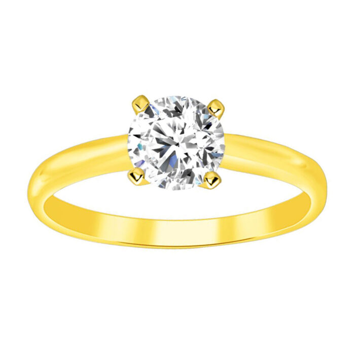 LADIES SOLITAIRE RING 0.33CT ROUND DIAMOND 14K YELLOW GOLD - Image 1