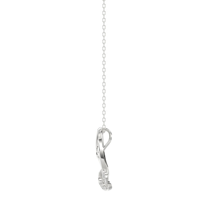 LADIES PENDANT 0.10CT ROUND DIAMOND 10K WHITE GOLD - Image 2
