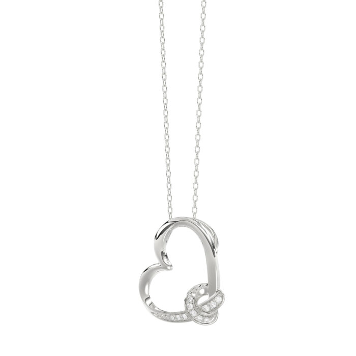 LADIES PENDANT 0.10CT ROUND DIAMOND 10K WHITE GOLD - Image 3