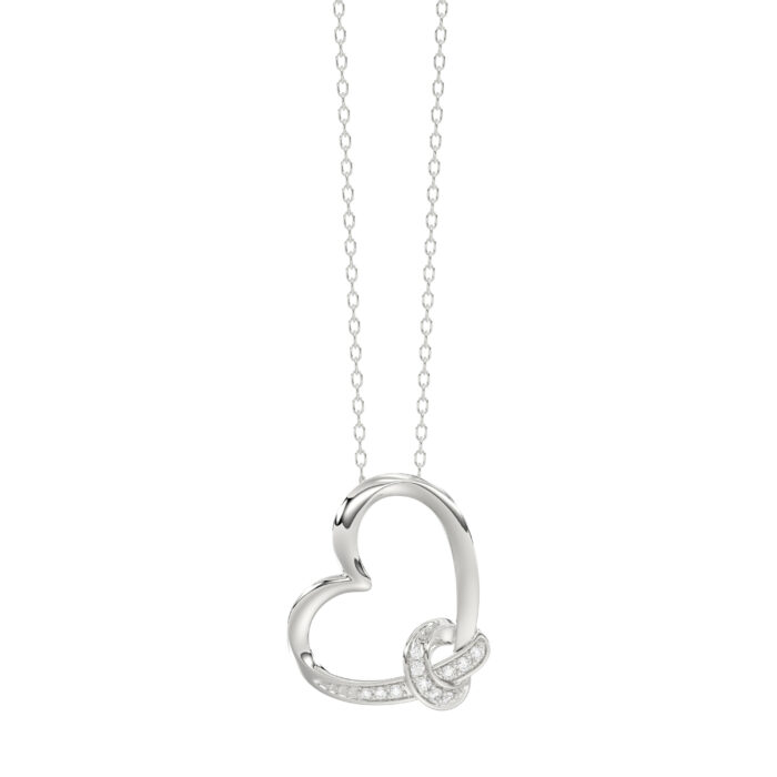 LADIES PENDANT 0.10CT ROUND DIAMOND 10K WHITE GOLD - Image 1
