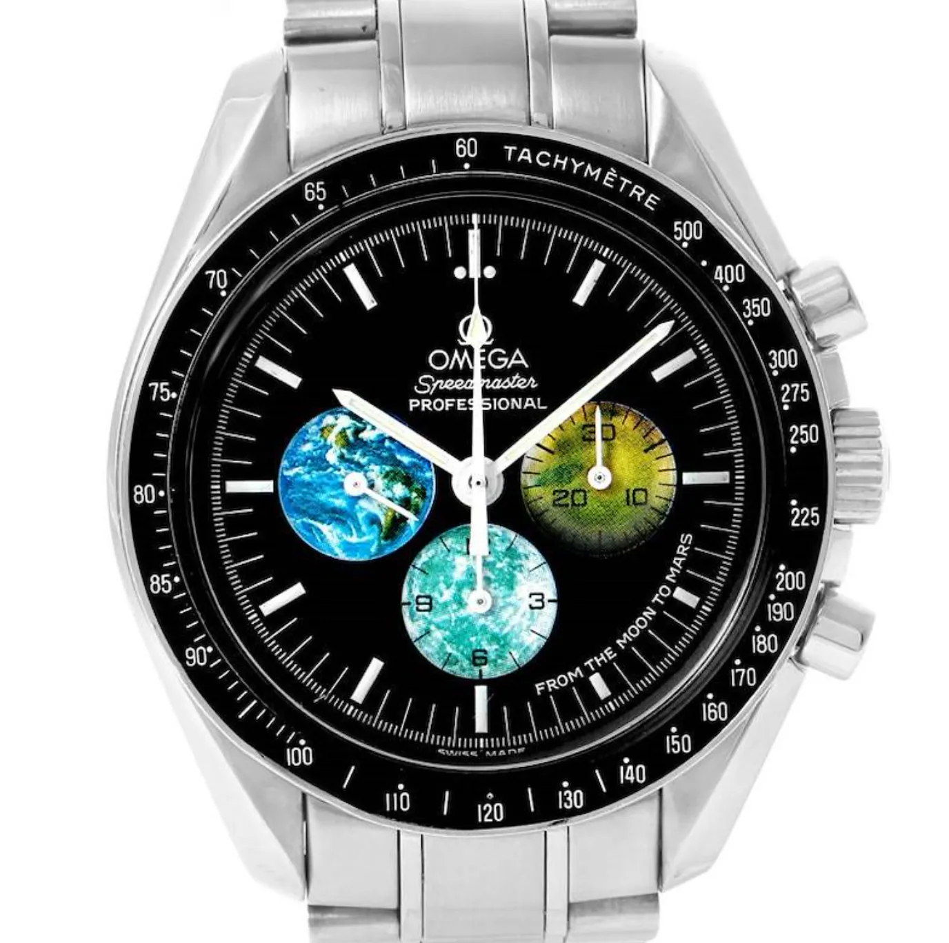 20943763_irglgln3l2i7epbj1sa63oizi3t6.webp Omega Speedmaster Moon to Mars Black Dial on Stainless Steel Bracelet Ref. 3577.50 - Image 1