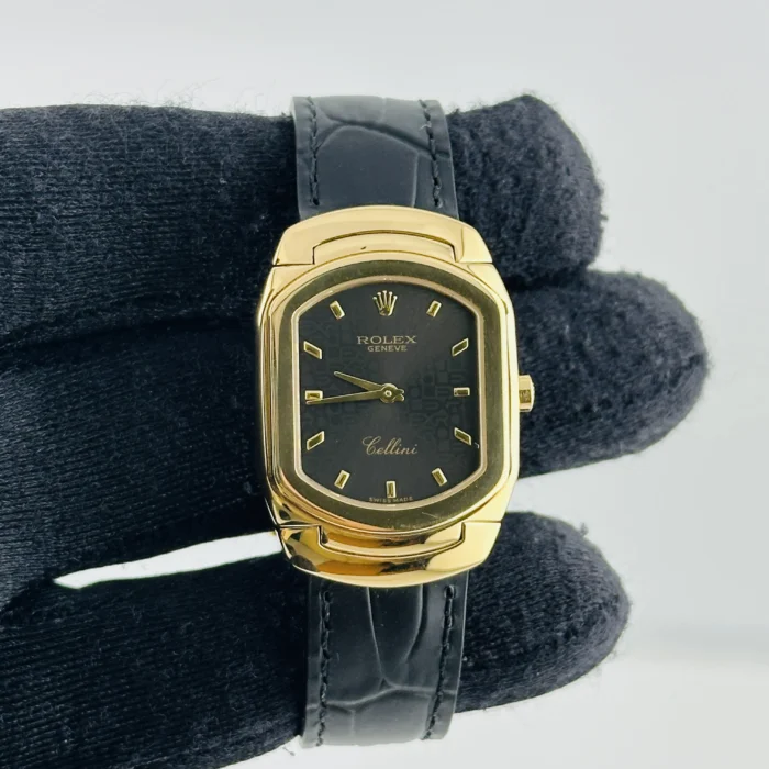 Rolex Cellini Cellissima Black Anniversary Dial Dial on Generic Leather Band Ref. 6631/8 - Image 2
