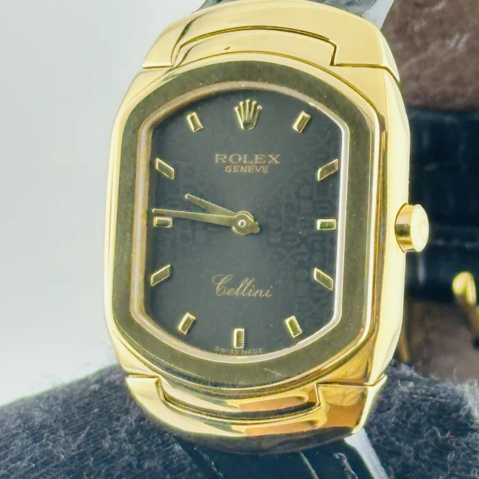 Rolex Cellini Cellissima Black Anniversary Dial Dial on Generic Leather Band Ref. 6631/8 - Image 3