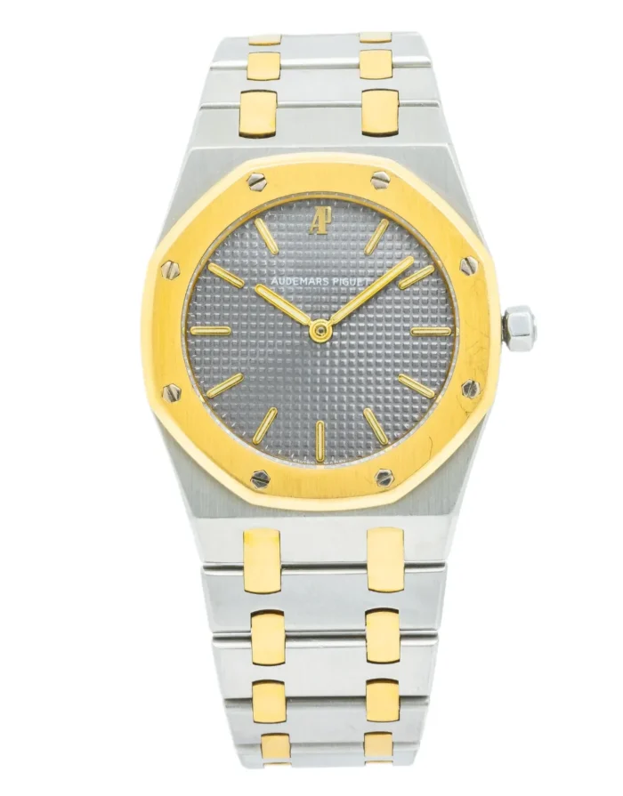 20943922_84y7idv0euk08aw3282cm3zisktx.webp Audemars Piguet Royal Oak Grey / Gold Markers Dial on 2-Tone Bracelet Ref. 56303SA.OO.0789SA - Image 1
