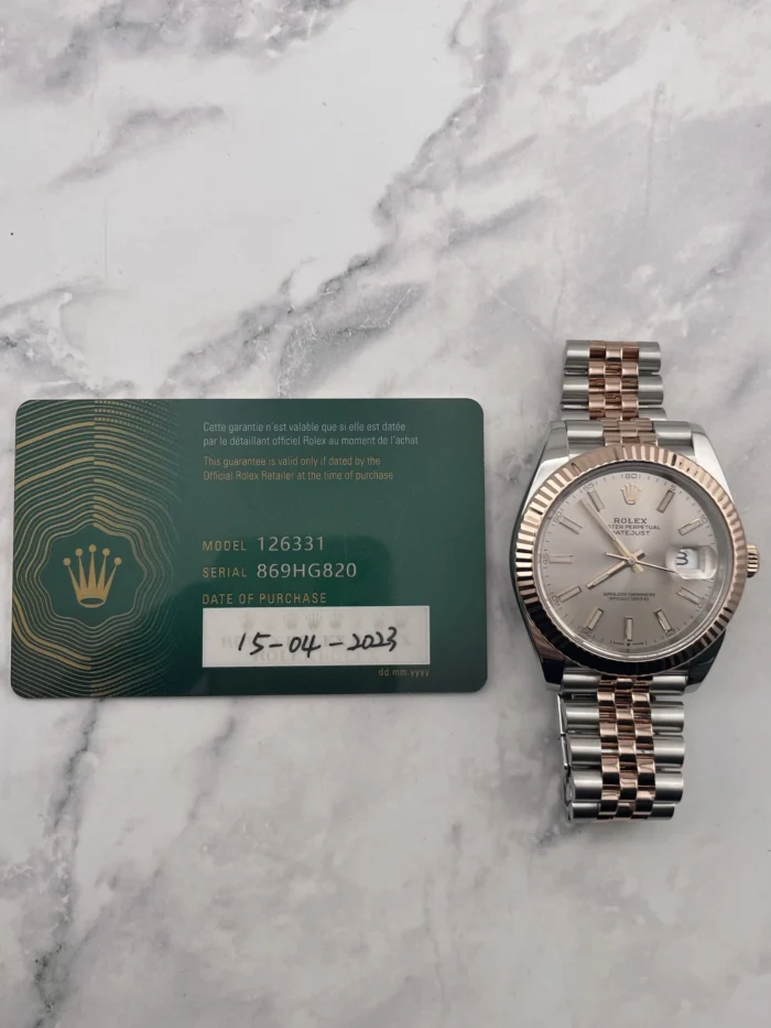 Rolex Datejust 41 Sundust Index Dial on Jubilee Ref. 126331 with Card (New Style Green) 2023 - Image 7