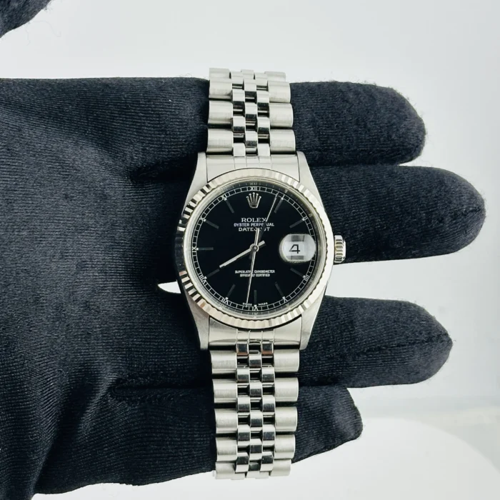 Rolex Datejust Black Dial on D-Link Jubilee Bracelet Ref. 16234 - Image 2