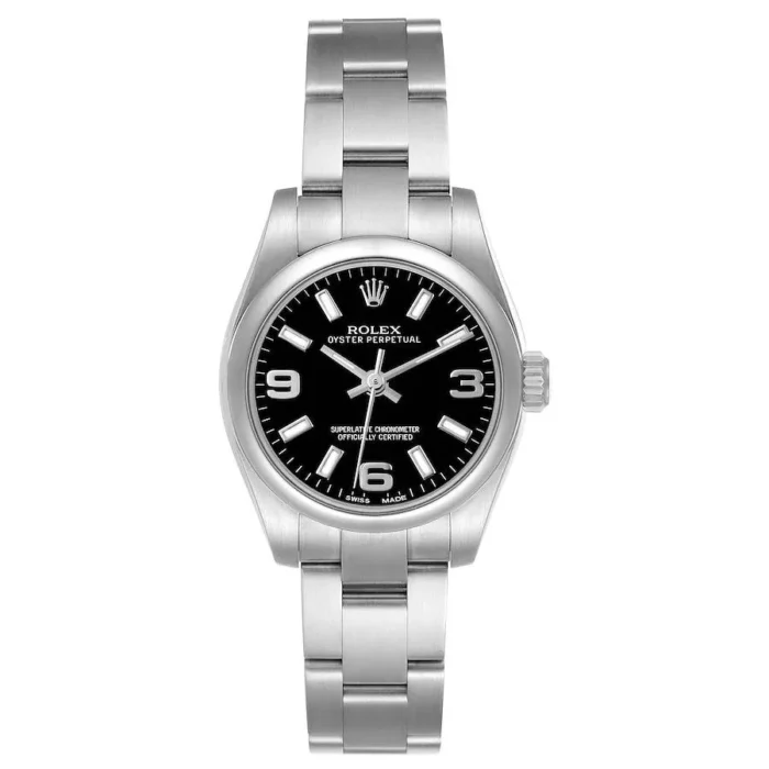 20944282_mjp087pkns0uyfrxr7obdss23edq.webp Rolex Oyster Perpetual Black Dial on Oyster Bracelet Ref. 176200 with Card (New Style White) 2017 - Image 1