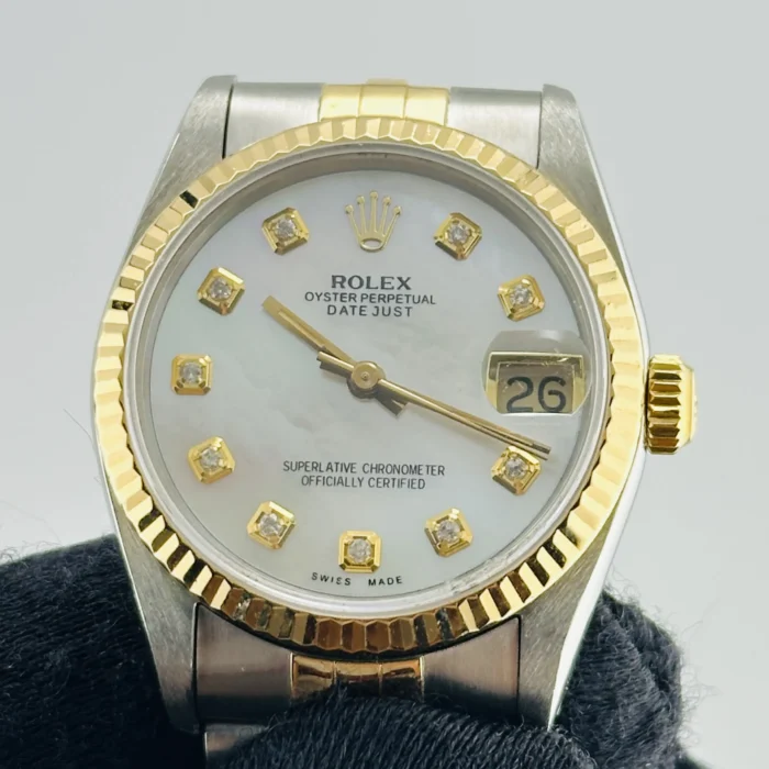 Rolex Datejust AM White MOP Diamond Dial on D-Link Jubilee Bracelet Ref. 68273 with Papers 1993 - Image 2