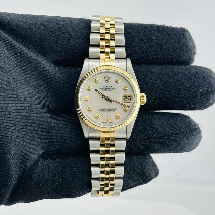 Rolex Datejust AM White MOP Diamond Dial on D-Link Jubilee Bracelet Ref. 68273 with Papers 1993 - Image 1
